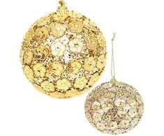Christmas Decoration Kalėdų puošmena DEKORACIJOS RUTULIS SU BLIUTELAIS 8cm AUKSO