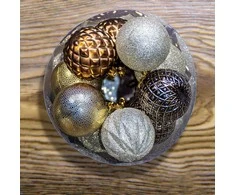 Christmas Decoration Plastikiniai kalėdiniai burbulai 6 cm, 35 vnt., gintariniai