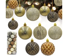 Christmas Decoration Plastikiniai kalėdiniai burbulai 6 cm, 35 vnt., gintariniai