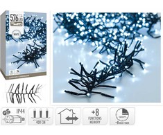Christmas Decoration KALĖDINĖS LENGVOS GRANDINĖS 576 LED LAIKMATIS COLD Baltas
