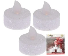 Ambiance Light Trijų LED arbatos žvakių rinkinys su blizgučiais