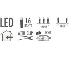 Christmas Gifts KALĖDINĖS LEMPUTĖS ŠVIESOS GIRLIANDA ŽVAKUTĖS 16 LED ŠILTA BALTA 518393
