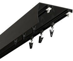 Decastyl PAKABINAMOSIOS LUBŲ BĖGIAI SU DANGTELIU PLATUS ATSTUMAS TARP BĖGIŲ 102 MM SLANKIKLIAI SU KABLIAIS 400 CM ALIUMININIAI JUODI DVIGUBI KOWALSKI