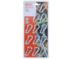 BLACK &amp; DECKER Plieno karabinas 12 vnt. juodas + DECKER