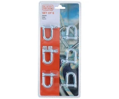 Black &amp; Decker Plieniniai įsukami karabinai 6 vnt. Juodas &amp; Decker