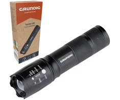 LATARKA TAKTYCZNA LED GRUNDIG MEGALIGHT 80LM ZOOM 5 TRYBÓW 200M aliumininės