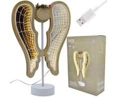 EDELMAN DEKORATYVINIS ANGELAS SPARNAI MEDINIS 106 LED INFINITY 37CM USB LUCA