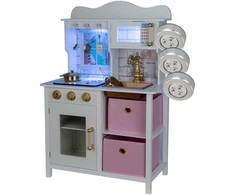 Enero Toys Medinė vaikiška virtuvėlė su LED 60x30x88,5cm