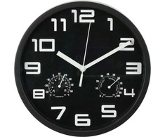 Excellent Houseware SIENINIS LAIKRODIS 25cm SU TERMMETRU, Juodas