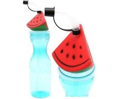 Excellent Houseware Sportinis butelis su šiaudeliu 500ml mėlynas