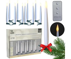 Kalėdinės eglutės žvakės ant segtuko, 10 LED, šiltai baltos, LUCA