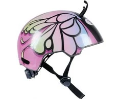 No Fear vaikiškas dviratinis šalmas (48-52 cm) - rožinis su drugeliais
