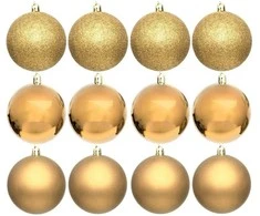 Christmas Decoration Neišardomos Kalėdinės Burbuliukai 12 vnt 6 cm Auksiniai