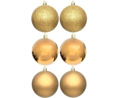 Mondex Christmas Decoration DEKORATYVINIS PLASTIKINIS KUMULYS, Saugus, 6 vnt., 80 mm skersmens, AUKSO