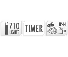 KOOPMAN Kalėdinės lemputės 710 LED baltos/spalvotos