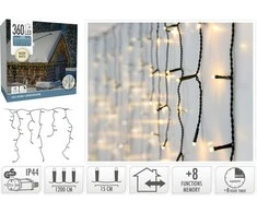 KOOPMAN Elektrinė girlianda VARVEKLIS, IP44, 360 LED, 7.2W, 8 rež, šiltai balt sp., su laikmačiu, 0.52 x 12 m