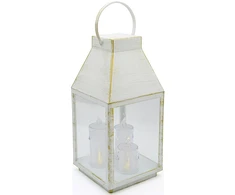 KOOPMAN LATARNIA LAMPION ADWENTOWY RORATY LED 35CM 3 ŚWIECE TIMER Baltas