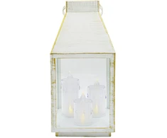 KOOPMAN LATARNIA LAMPION ADWENTOWY RORATY LED 35CM 3 ŚWIECE TIMER Baltas