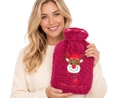 KOOPMAN TERMOFOR GUMOWY XMAS 1,75L USMIECHNIĘTY RENIFER Raudonas