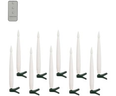 Kalėdinės eglutės žvakės ant segtuko, 10 LED, šiltai baltos, LUCA