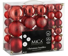 Christmas Gifts Dekoratyviniai plastikiniai žaisliukai seifui, 46 vnt., raudoni žėručiai