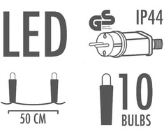 ProGarden Lauko lempučių girlianda LED 9,5 m 10 vnt.