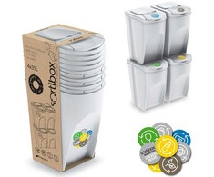 Prosperplast Atliekų rūšiavimo šiukšliadėžė Sortibox 4 x 35 l, pelenų pilka spalva