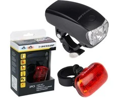 Dviračio LED lempų rinkinys priekyje ir gale Dunlop