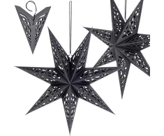 Saska Christmas Popierinė dekoracinė žvaigždė, 50 cm, 7 šakelės, juodos spalvos