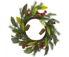 Saska Christmas dekoratyvinis pu kalėdinis vainikas 43 cm