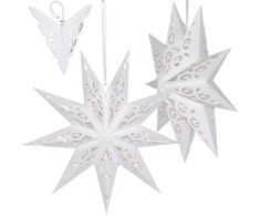 Party Deco Saska Christmas Popierinė dekoracinė žvaigždė 45 cm, 9 atšakos, balta