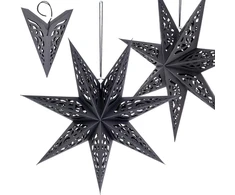 Saska Christmas Popierinė dekoracinė žvaigždė, 50 cm, 7 šakelės, juodos spalvos
