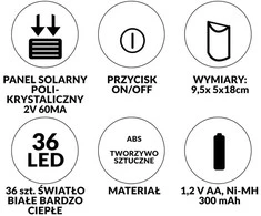 Sieninis šviestuvas Saska Garden Sieninė saulės lempa su liepsnelėmis