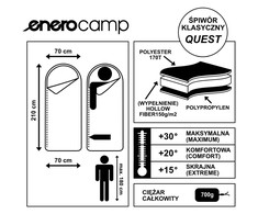 TURISTINIS MIEGMAIŠIS QUEST SU KOMPRESIJA 210x70CM Juodas ENERO CAMP 1024929