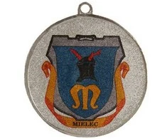 Tryumf Sidabro medalis su vieta emblemai 25 mm - plieno medalis su luxor jet print