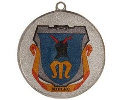 Tryumf Sidabro medalis su vieta emblemai 25 mm - plieno medalis su luxor jet print
