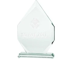 Tryumf 3D graviruotas stiklo trofėjus su dėklu