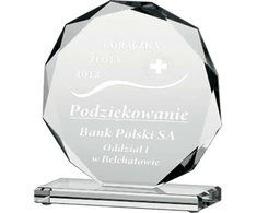 Tryumf Graviruotas stiklo trofėjus H19 cm