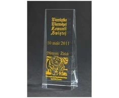 Tryumf Graviruotas stiklo trofėjus + dažų užpildas