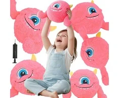 XQMAX Rausvoji emoji kamuolys su rankenėlėmis