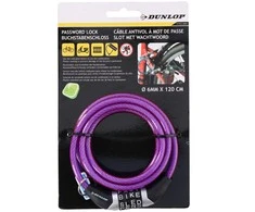 Dunlop Spiralinis dviračio užraktas su kodu 0,6x120 cm violetinis