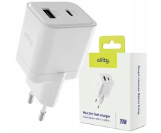 "Allity" sieninis įkroviklis GaN PD QC ATC-01-20WACr 1x USB-C 1x USB-A 20W baltas