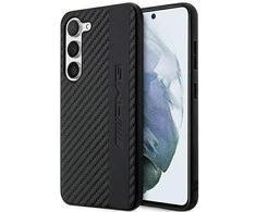 Mercedes Benz Samsung Galaxy S23 Plus Mercedes AMG dėklas Carbon Stripe&amp;Embossed (AMHCS23MBLSCA) juodos spalvos