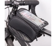 TelForceone Atsparus vandeniui bicycle frame bag with a removable phone dėklas, skirtas juodos spalvos
