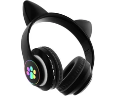 Ausinės vaikams BLUETOOTH LED / KOCIE USZY, Juodas / JUODA