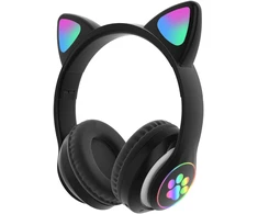 Ausinės vaikams BLUETOOTH LED / KOCIE USZY, Juodas / JUODA