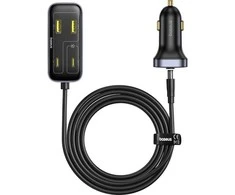 Baseus BackseatPal L1 110W automobilinis įkroviklis 3 x USB-A + 3 x USB-C su 1.5m Extension Kabelis - juodos spalvos