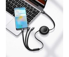Baseus Bright Mirror 3 USB 3-in-1 kabelis skirtas micro USB USB-C Lightning 66W 2A 1,1m – Juodas