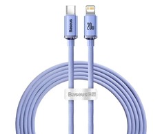 Baseus Crystal kabelis USB-C - Lightning 20W PD 2m - Violetinis