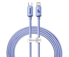 Baseus Crystal kabelis USB-C - Lightning 20W PD 2m - Violetinis